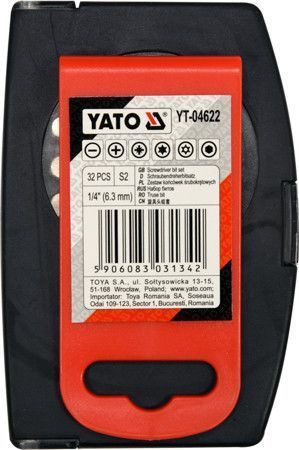 Набір біт із тримачем 1/4" 32 предмети YATO YT-04622 YT-04622 фото