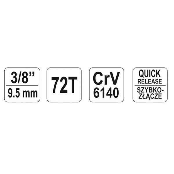 Тріскачка 3/8" з вигнутою ручкою 200 мм YATO YT-0731 YT-0731 фото