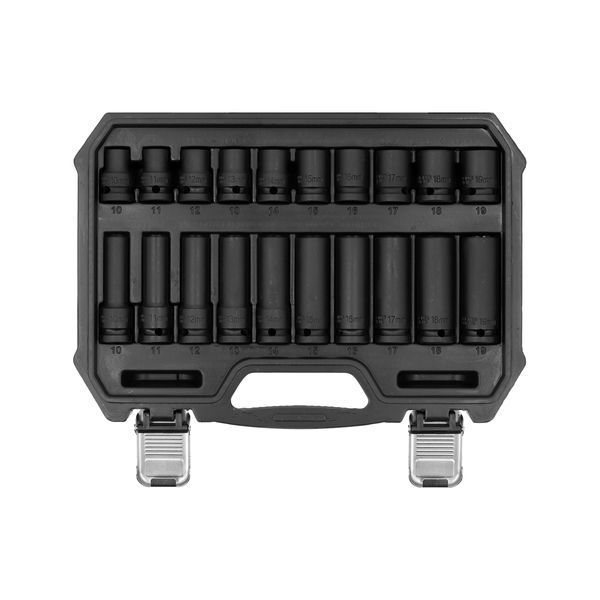 Набор головок ударных торцевых 1/2" (M10- M19 мм) короткие и длинные 20 ед. Yato YT-10256 YT-10256 фото