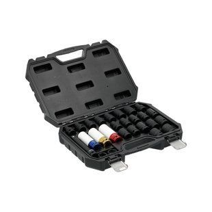 Набір головок торцевих ударних 1/2" (10-11мм та Torx E10-E24 +головки для коліс 17/19/21) з подовжувачем CrMo 24 шт. Yato YT-10569 YT-10569 фото