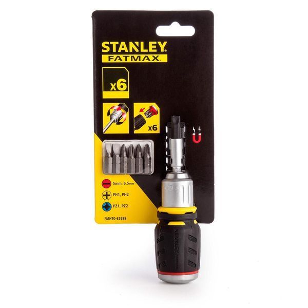 Отвертка реверсивная Stubby с шестью сменными битами STANLEY FMHT0-62688 FMHT0-62688 фото