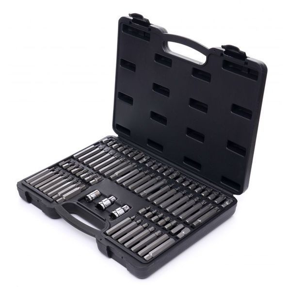 Набор бит (RIBE/ SPLINE /шестигранные/ TORX + адаптеры 3/8" и 1/2" 75 шт. Kraft & Dele KD10954 KD10954 фото