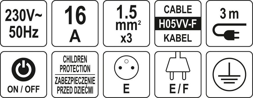 Подовжувач мережевий l= 3 м/ 3 гнізд і вимикач/ 3-жильний Ø=1,5 мм2 з заземленням STHOR 72351 72351 фото