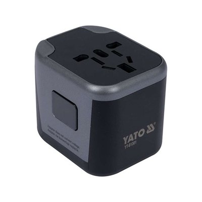 Розетка-адаптер электросетевой (110-240 В) до 8 А с универсальным гнездом с USB и вилками Yato YT-81301 YT-81301 фото