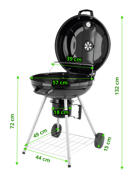Гриль круглий вугільний Ø= 57 см на 4 ніжках (2 з колесами) з кришкою LUND 99584 99584 фото