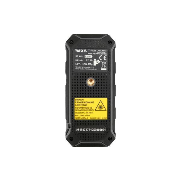 Дальномер лазерный 2 направляющий LCD дисплей (дальность 2х 100м) погрешность &plusmn;2мм (питание аккумулятор 3.7В /850мАГод) Yato YT-731250 YT-731250 фото