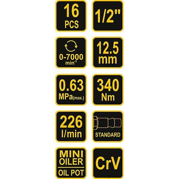 Гайковерт пневматический 1/2" с аксессуарами+кейс VOREL 81101 81101 фото