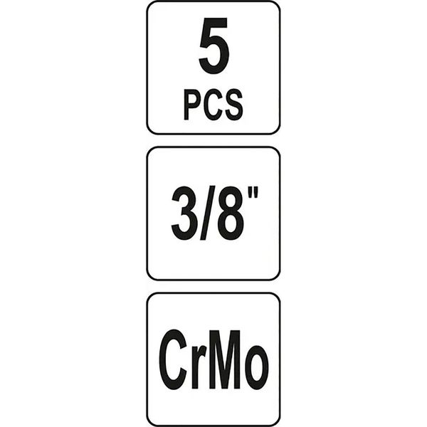 Набір головок для видалення зламаних гвинтів 3/8" (М10/11/13/14/16 мм) 5 шт. у футлярі Yato YT-06038 YT-06038 фото