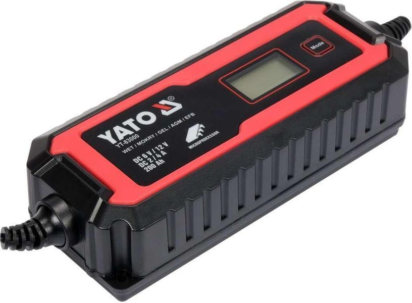 Зарядний мережевий прилад з LCD дисплеєм 230В до акумуляторів 6V-2А 12V-4А Yato YT-83000 YT-83000 фото