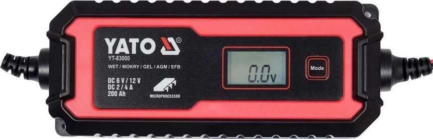 Зарядний мережевий прилад з LCD дисплеєм 230В до акумуляторів 6V-2А 12V-4А Yato YT-83000 YT-83000 фото