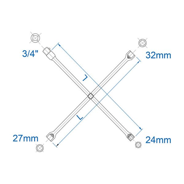 Ключ крестообразный 24/27/32 мм L=700мм. King Tony 19932427 19932427 фото