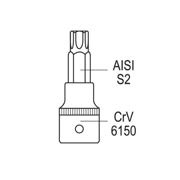Набір головок торцевих з насадками TORX SECURITY 1/4" І 3/8" (Т8-Т55) 12 шт. YATO YT-04332 YT-04332 фото