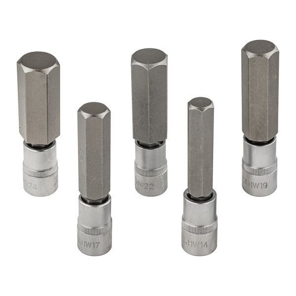 Набір головок-насадок 1/2&Prime; HEX 14‑24 мм (5 шт.) 100 мм Falcon F08811 F08811 фото