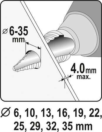 Свердло конусне ступеневе по металу 6-35 мм YATO YT-44739 YT-44739 фото