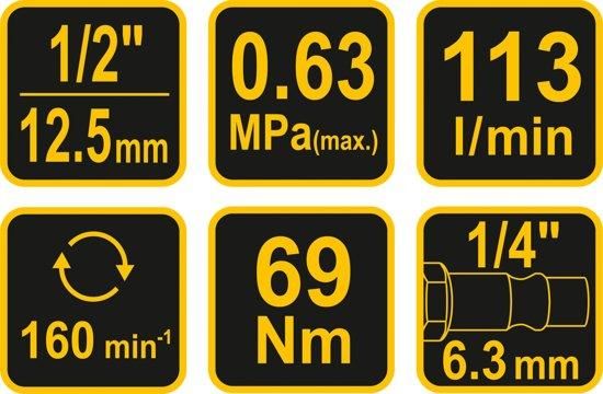 Тріскачка пневматична 1/2" 69 Нм VOREL 81119 81119 фото