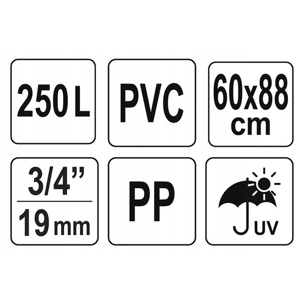 Бак для сбора дождевой воды 250 л с ПВХ Ø60 X 88 см стойкий к УФ лучам FLO 89702 89702 фото