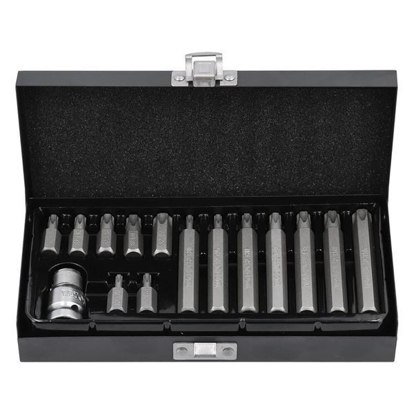 Набір насадок викруткових TORX SECURITY Т20-55 з перехідником 1/2" 15 предметів Yato YT-0417 YT-0417 фото
