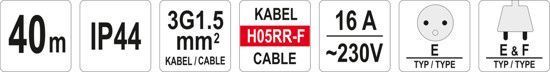 Удлинитель сетевой на катушке 3-х жильный YATO YT-81054 YT-81054 фото
