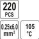 Кембрики термоусадочные при t≤ 105°C с припоем для проводников (0,25-6,0 мм²) 220 шт. Yato YT-81460 YT-81460 фото 3