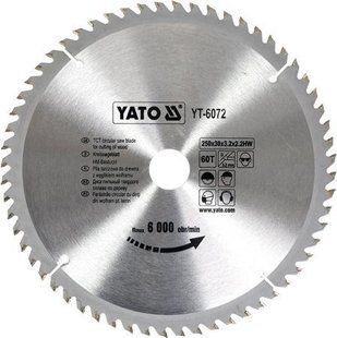Диск пильний по дереву 250 Х 30 X 3.2 X 2.2 мм YATO YT-6072 YT-6072 фото