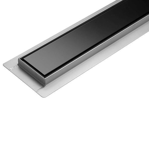 Трап напольный линейный из нержавеющей стали WET-DRY BLACK GLASS (70х 7х 2 см) сифон 52 мм FALA 71615 71615 фото