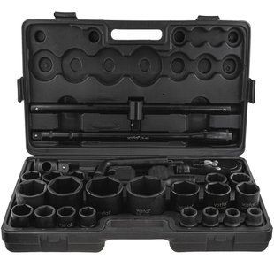 Набор 6-гранных ударных головок 3/4&Prime; (17-50 мм) 1" (55-65 мм) с аксессуарами CR-MO 26 эл. Vorfal V088123 V088123 фото
