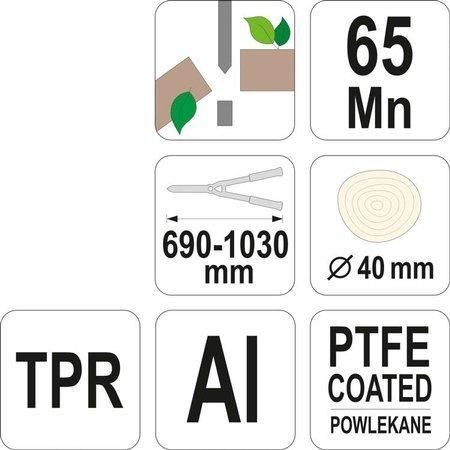 Секатор для гілок телескопічний алюмінієвий Ø≤ 40 мм (l = 690-1030 мм) FLO 99113 99113 фото