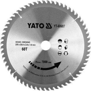 Диск пильний по дереву 235 X 25.4 X 2.8 X 1.8 мм / 60 зубців YATO YT-60687 YT-60687 фото