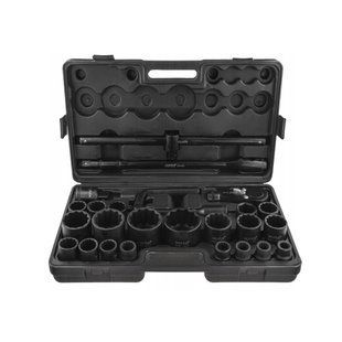 Набор ударных 12-гранных головок 3/4&Prime; (17-50 мм) 1" (55-65 мм) с аксессуарами CR-MO 26 эл. Vorfal V088124 V088124 фото