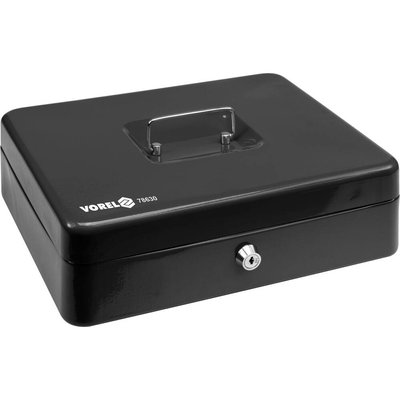 Ящик для денег с замком (2 ключа) черный (300х240х90 мм) Vorel 78630 78630 фото