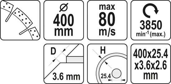 Диск алмазный сегментный по бетону Ø = 400x 25.4 мм к YT-84820 Yato YT-60004 YT-60004 фото