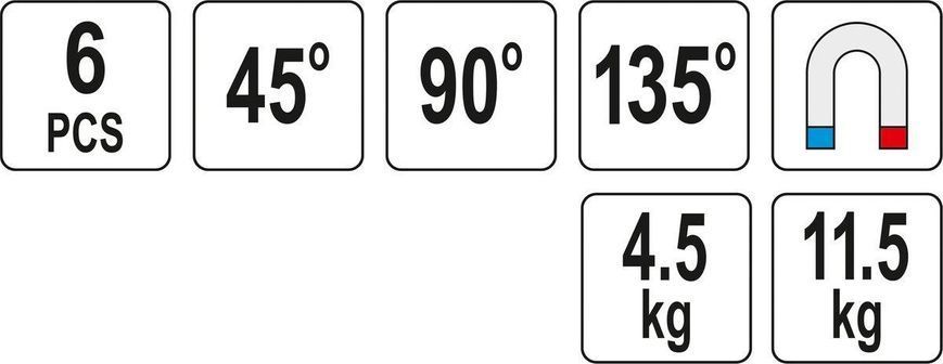 Уголки магнитные для сварки угол: 45&deg;/ 90&deg;/ 135&deg; YATO YT-08678 YT-08678 фото