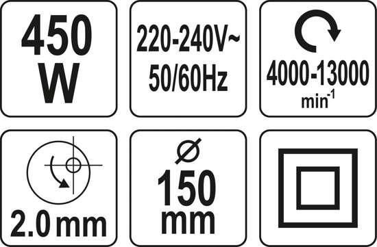 Шлифмашина эксцентриковая сетевая 450 Вт (платформа - &Oslash; = 150 мм) Yato YT-82207 YT-82207 фото