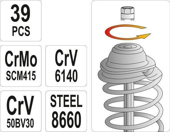 Набір ключів для кріплення амортизатора 39 предметів YATO YT-0628 YT-0628 фото