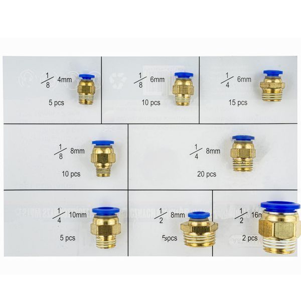 Набір швидкороз'ємних з'єднань (пневматичних) 1/2&Prime; / 1/4&Prime; / 1/8&Prime; (4-16 мм) 72 од. Vorfal V09080 V09080 фото