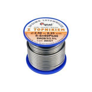 Припой Sn60-Pb40 проволочный на катушке &Oslash;=2.5 мм (m=250 г) CYNEL 76823 76823 фото