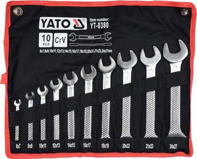 Набір ключів ріжкових 6-27 мм 10 шт. YATO YT-0380 YT-0380 фото
