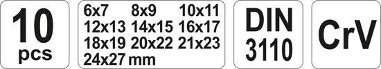 Набор ключей рожковых 6-27 мм 10 шт. YATO YT-0380 YT-0380 фото
