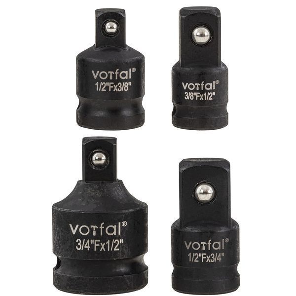 Набір ударних перехідників 1/2&Prime; / 3/8&Prime; / 3/4&Prime; CR-MO 4 шт. у ложементі Vorfal V08038 V08038 фото