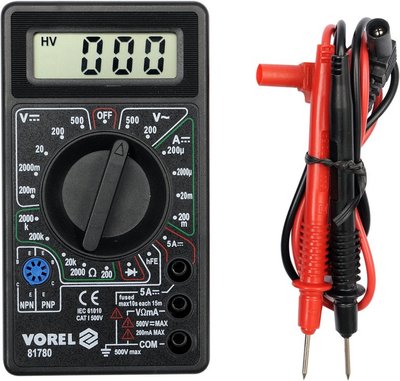 Мультиметр для измерения электрических параметров цифровой Vorel 81780 81780 фото