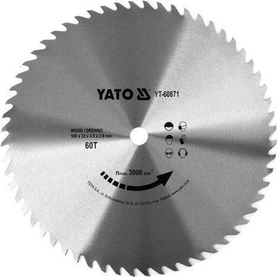 Диск пильний по дереву 500 мм YATO YT-60871 YT-60871 фото