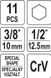 Комплект насадок 6-гр. для гальмівних супортів авто (квадр-3/8"/1/2") 7-22 мм 11 шт. Yato YT-06808 YT-06808 фото 4