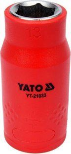Головка торцевая шестигранная диэлектрическая 1/2" 13 мм / L= 55 VDE ДО 1000 В YATO YT-21033 YT-21033 фото