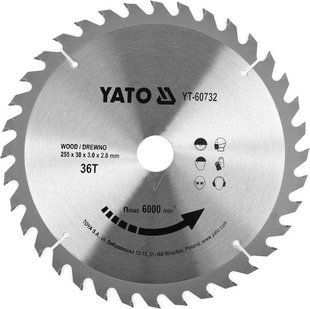 Диск пиляльний побідитовий по дереву 255x30x3.0x2.0 мм 36 зубців YATO YT-60732 YT-60732 фото
