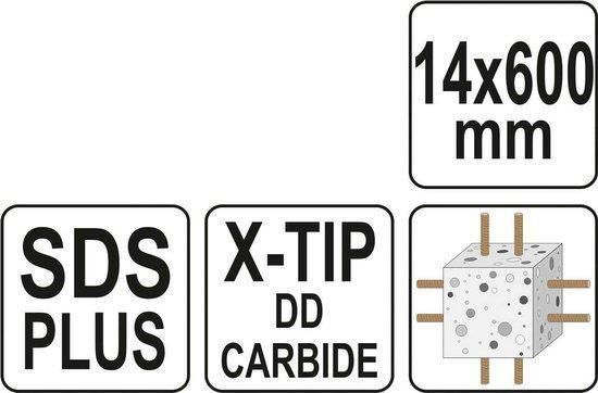 Сверло по железобетону SDS PLUS PREMIUM Х-тип с 4 режущими кромками 14 Х 600 мм YATO&nbsp;YT-41964 YT-41964 фото