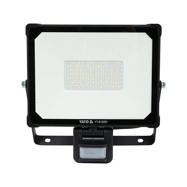 Прожектор із SMD-діодним випромінювачем і датчиком руху 50 Вт (230 В) 4750 лм 75 діодів Yato YT-818291 YT-818291 фото