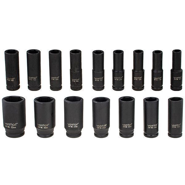 Набор ударных шестигранных головок 1/2" (10-32 мм) CR-MO 16 ед. Vorfal V08116 V08116 фото