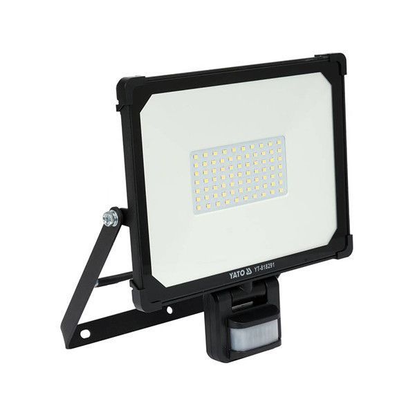Прожектор із SMD-діодним випромінювачем і датчиком руху 50 Вт (230 В) 4750 лм 75 діодів Yato YT-818291 YT-818291 фото