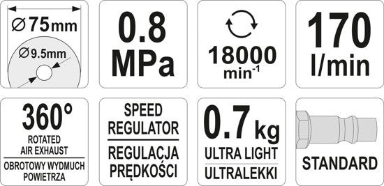 Різак пневматичний 1/4" YATO YT-09717 YT-09717 фото