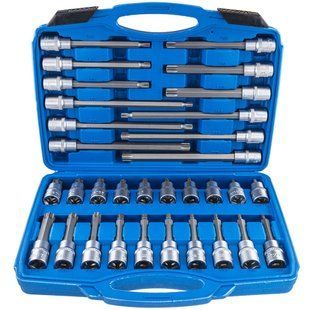 Набір біт TORX (T20-T70) впресованих у головку 1/2&Prime; 32 ел. Vorfal V08403 V08403 фото